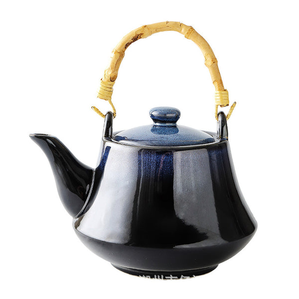 Wudy Kitchen — Ceramic Tea Set – Teapot with Bamboo Handle & Cups