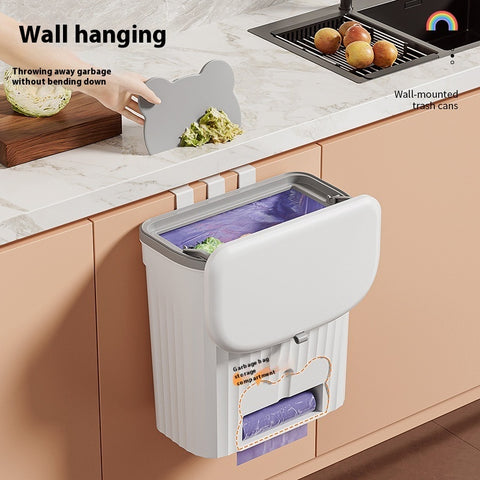 6L Wall-Mounted Hanging Trash Can – Sealed Kitchen Waste Bin