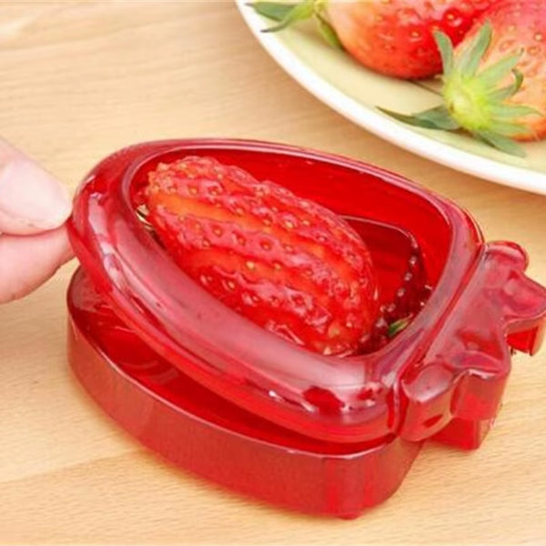 2Pc/ Set Kitchen Fruit Gadget Tools Strawberry Slicer Cutter Strawberry Corer Strawberry Huller Leaf Stem Remover