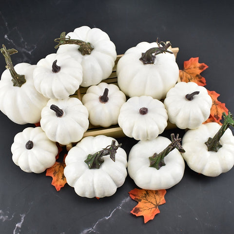 Paintable White Faux Pumpkin Set – Craft & Event Décor, Lightweight Foam