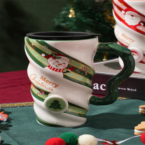 Christmas Ceramic Mug 440ml – Festive Couple Cup for Home & Office