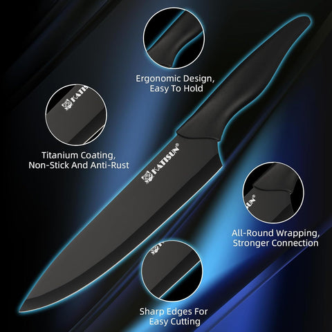 German Stainless Steel 16-Piece Knife Set with Sharpener & Board