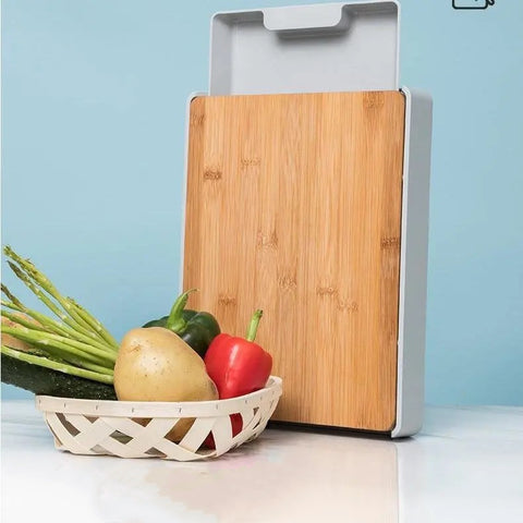 Bamboo Cutting Board with Slide-Out Tray – 32.5 × 24.5 cm
