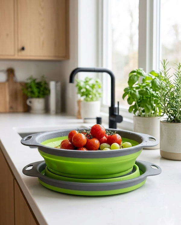 Silicone Collapsible Produce Basket — Green / Red — Wudy Kitchen, image 7