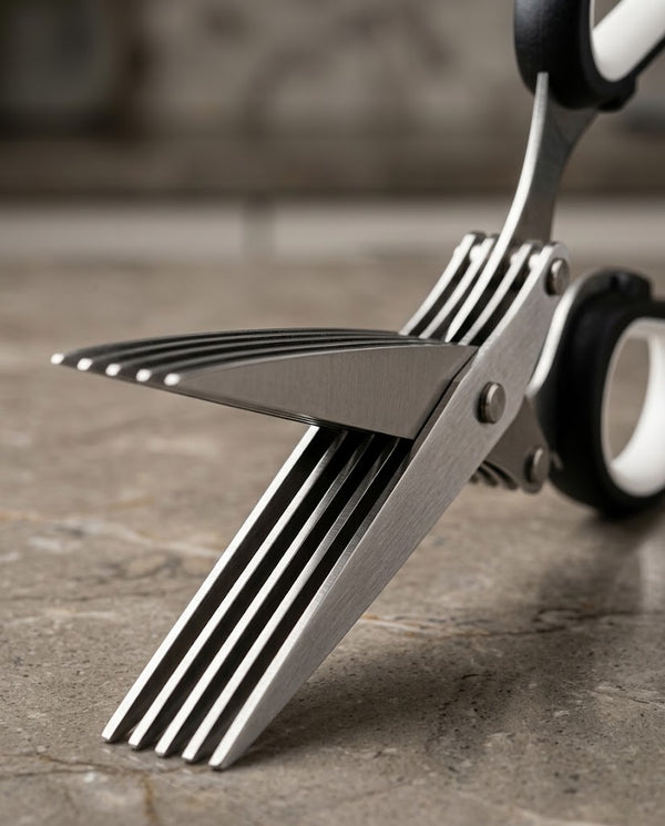 Multifunctional Muti-Layers Stainless Steel Knives Multi-Layers Kitchen Scissors Scallion Cutter Herb Laver Spices Cook Tool Cut