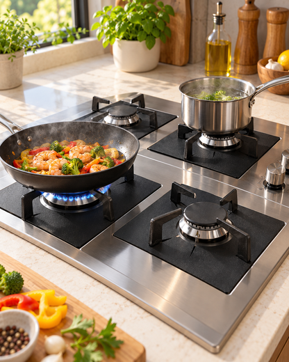 Reusable Gas Hob Burner Liners – Non-Stick, Cut-to-Fit (4 Pack)