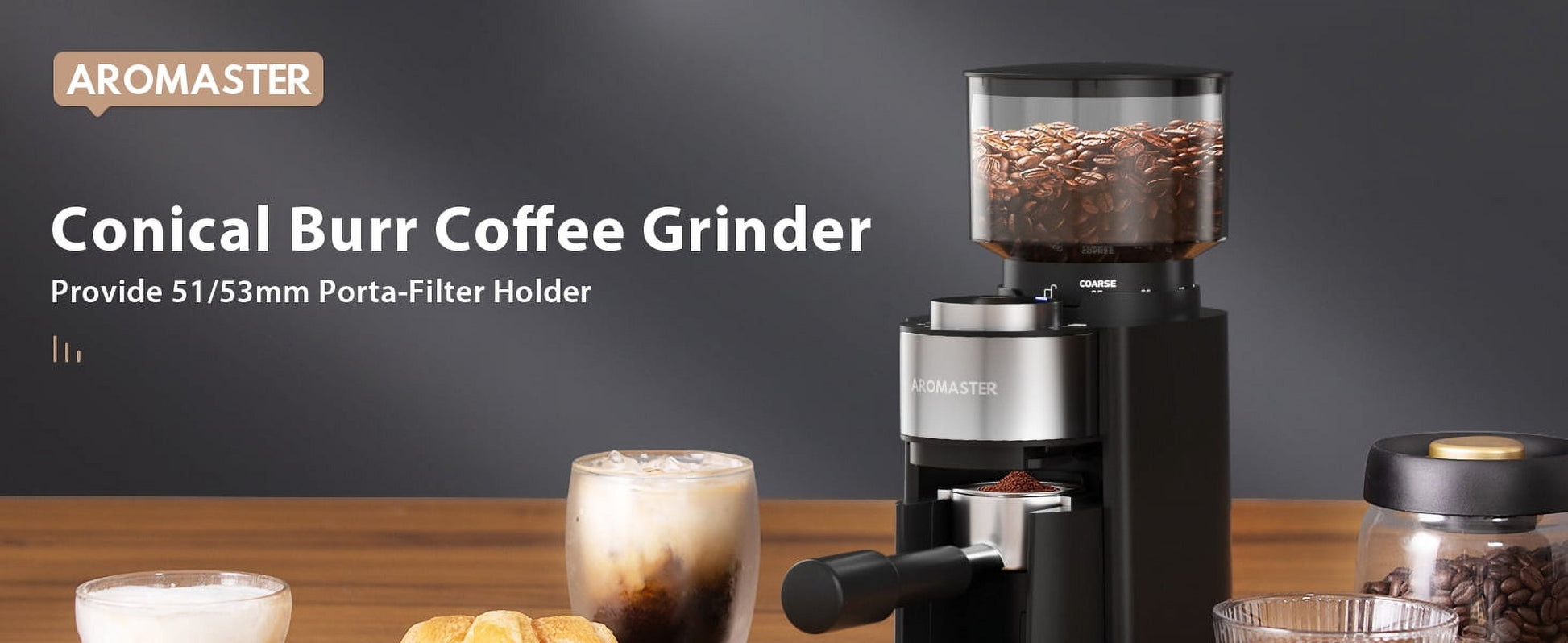 Burr Coffee Grinder,  Coffee Grinder with 25 Grind Setting, Electric 2-12-Cup Coffee Grinder