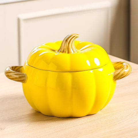Pumpkin Ceramic Soup Bowl with Lid