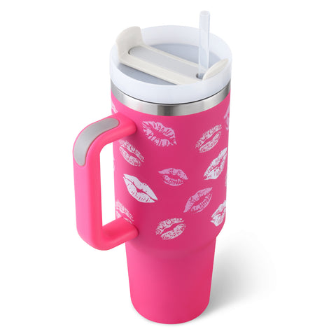 Stainless Steel Insulated Tumbler with Handle & Straw