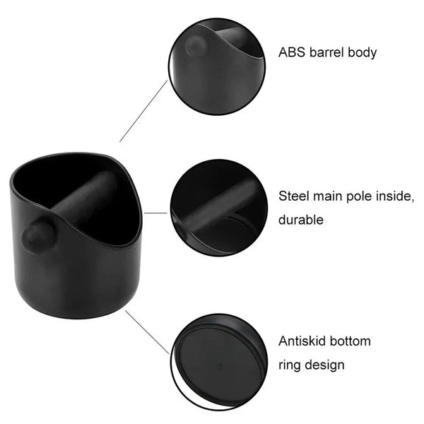 Shock-Absorbent Coffee Knock Box Anti-Slip Espresso Dump Bin for Coffee Grounds with Removable Knock Bar Coffee Grind Waste Bin