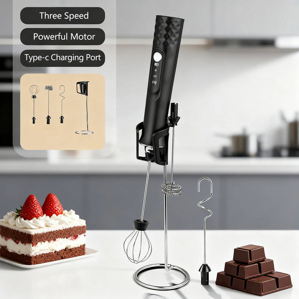 Milk Frother Wand Coffee Frother Handheld Foam Maker for Latte Rechargeable Electric Milk Frother Handheld Drink Mixer Gift Idea