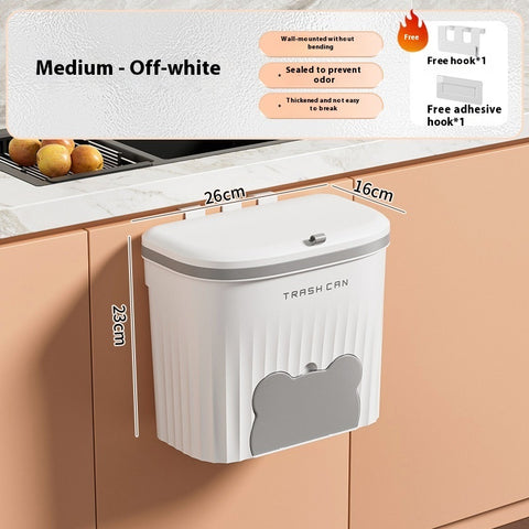 6L Wall-Mounted Hanging Trash Can – Sealed Kitchen Waste Bin