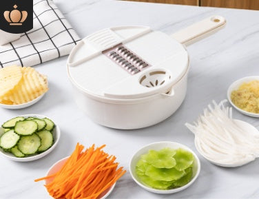 6-Blade Integrated Vegetable Cutter & Washing Bowl – Multi-Functional Kitchen Slicer