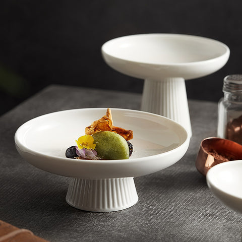 White Ceramic Raised Fruit Plate – Minimalist Tableware