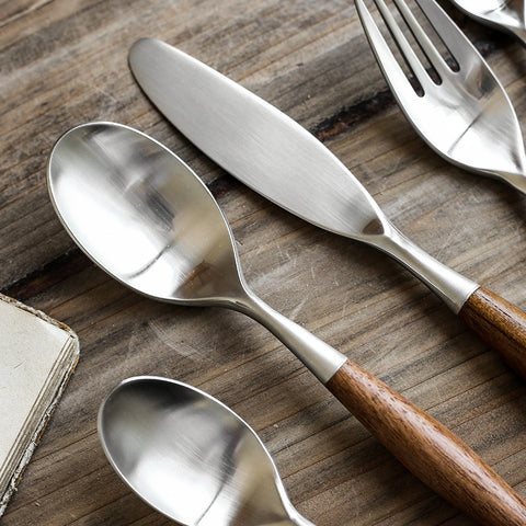 Stainless Steel Cutlery Set with Wooden Handle