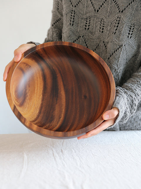 Handcrafted Natural Wooden Salad & Fruit Bowl – Rustic Kitchen Decor