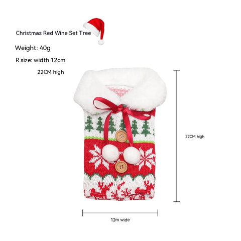 Knitted Christmas Wine Bottle Cover – Elk & Snowflake Holiday Gift Wrap