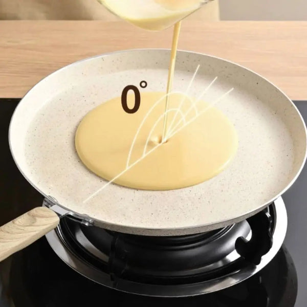 Cookware Non-Stick Crepe Pancake Pan Wooden Handle Aluminum Frying Pan 6/8/10 Inch Beige Omelet Pan Induction Cooker