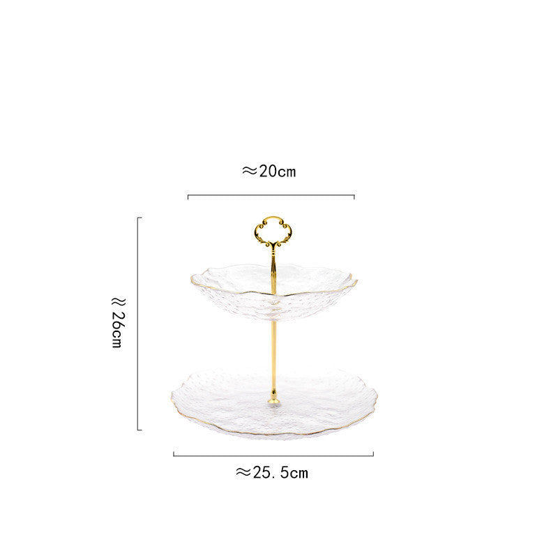 Golden Lace Crystal Glass Tiered Serving Stand
