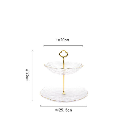 Golden Lace Crystal Glass Tiered Serving Stand