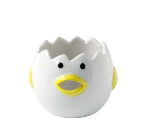 Ceramic Chick Egg Separator — Cute Hand-Painted Yolk & White Splitter
