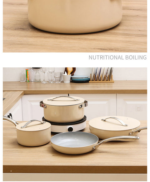 Milky Ceramic Aluminum Cookware Set – Designed for Modern Home Elegance
