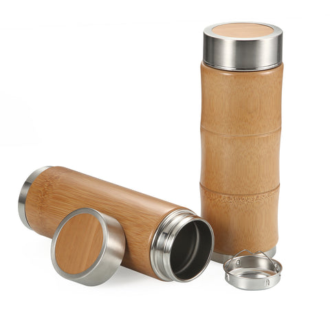 Bamboo Stainless Steel Insulated Water Bottle – 500ml