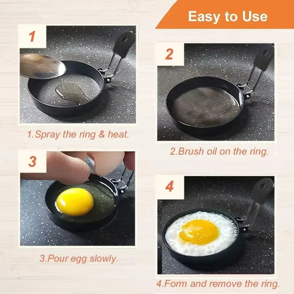 Anti-Scald Egg Fried Ring Professional Stainless Steel Nonstick round Pancake Mold Cooking Egg Mould Breakfast Sandwich Tools