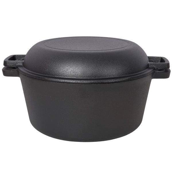Wudy Kitchen — One In One Pre Seasoned Cast Iron Dutch Oven With Dual Handles, Outdoor Camping Deep Pot, With 2 Silicone Handle Covers, Banned Platform Temu