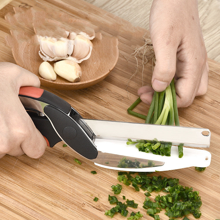 2 in 1 Kitchen Scissors for Food with Cutting Board, Safety Lock