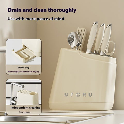 Universal Knife Rack with Built-In Sharpening Slots – ABS Body