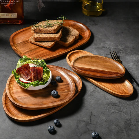 Handcrafted Wooden Serving Plate – Natural Acacia Wood Tableware (Multiple Sizes)