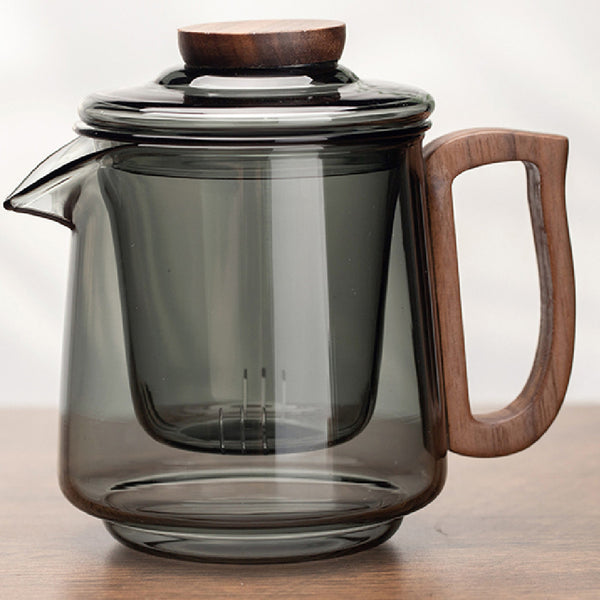 Wudy Kitchen — Smoke Glass & Wooden-Handle Tea Collection