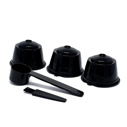 3Pcs Fit for Dolce Gusto Coffee Filter Cup Reusable Coffee Capsule Filters with Spoon Brush
