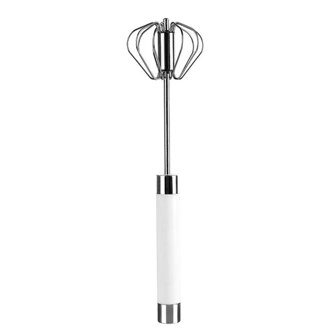Semi-Automatic Stainless Steel Egg Beater — Manual Rotating Pressure Whisk