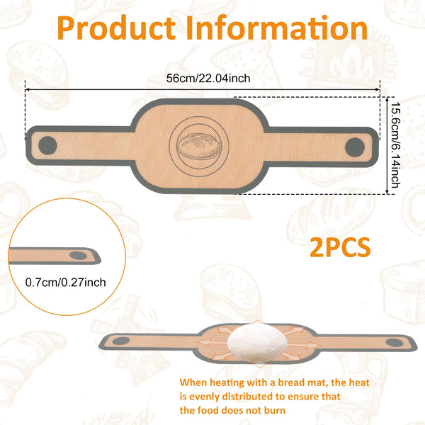 2Pcs Silicone Bread Sling Non Stick Silicone Baking Mat Long Handle Heat Resistant Sourdough Bread Sling Dutch Oven Liner