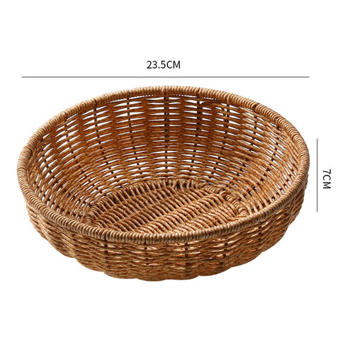 Handwoven Natural Rattan Round Serving Basket Set