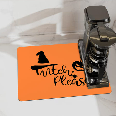 Halloween Witch & Pumpkin Printed Kitchen Mat