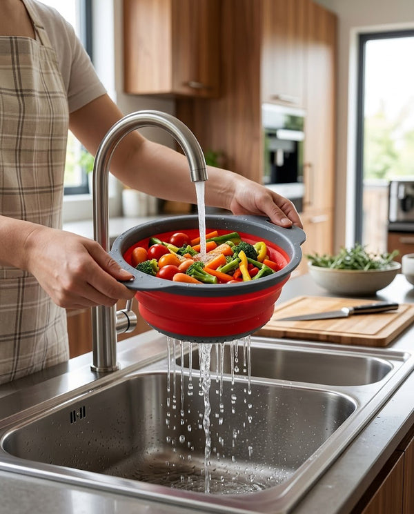 Silicone Collapsible Produce Basket — Green / Red — Wudy Kitchen, image 8