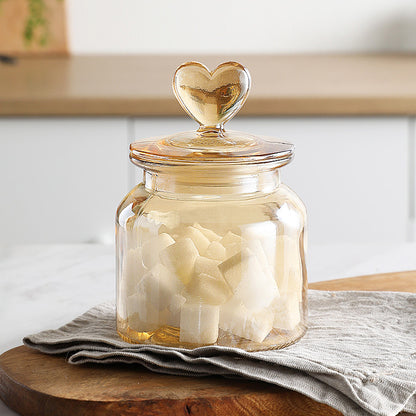 Wudy Japanese Amber Jar | Airtight Heart-Lid Glassware