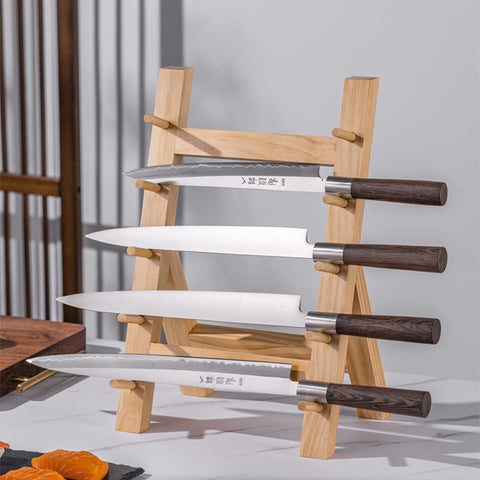 Solid Wood Kitchen Knife Storage Rack – Sapele Multi-Tier Knife Holder