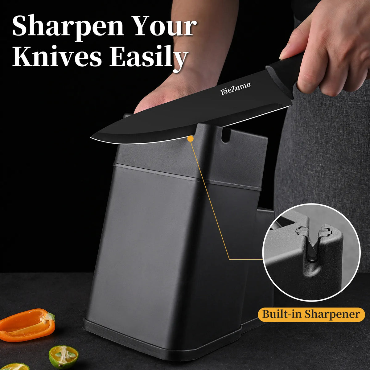 16-Piece German Steel Knife Set · Block & Board — Wudy Kitchen, image 8