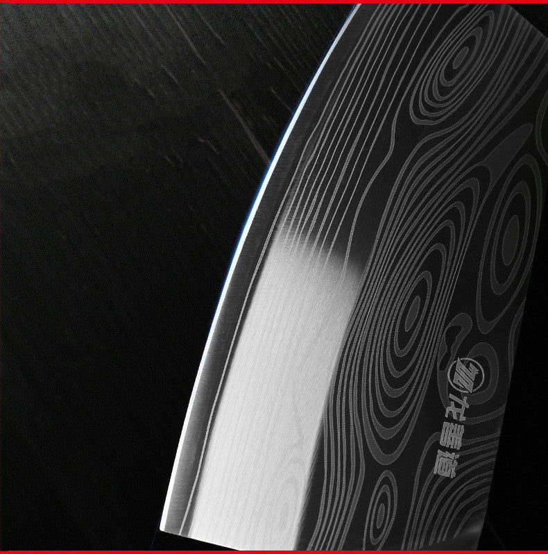 Laser Damascus Pattern Slicing Knife – Wood Handle