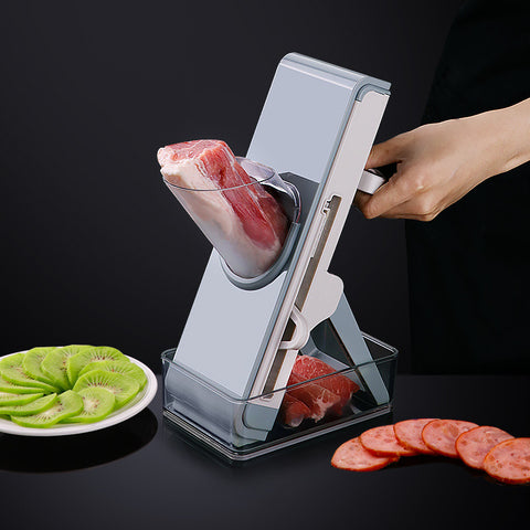 Adjustable Vertical Vegetable & Meat Slicer – 3 Interchangeable Blades