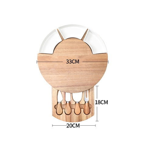 Premium Charcuterie Board with Ceramic Dishes and Hidden Knife Set