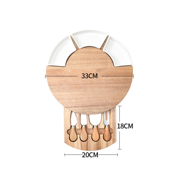 Wudy Kitchen — Premium Charcuterie Board with Ceramic Dishes and Hidden Knife Set