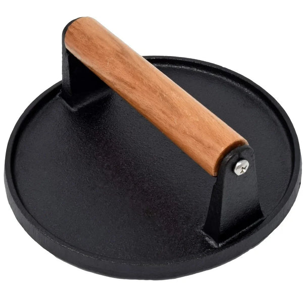 Cast Iron Rectangular Meat Press round Heavy-Duty Steak Burger Press Barbecue Press for Flat Top Grill Hamburger Grinder