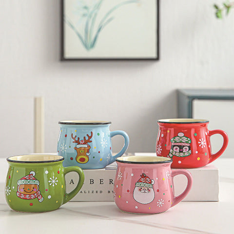 Mini Christmas Ceramic Cup 150ml – Cartoon Santa, Deer, Penguin & Bear