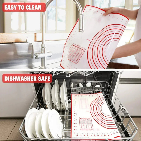 20X16 Inch Lager Silicone Pastry Mat for Rolling Dough with Measurement Thick Non Stick Baking Fondant Counter Mat Oven Liner