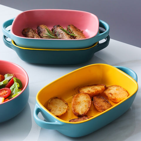 Ceramic Baking Tray – Square & Round Heat-Resistant Baking Dish
